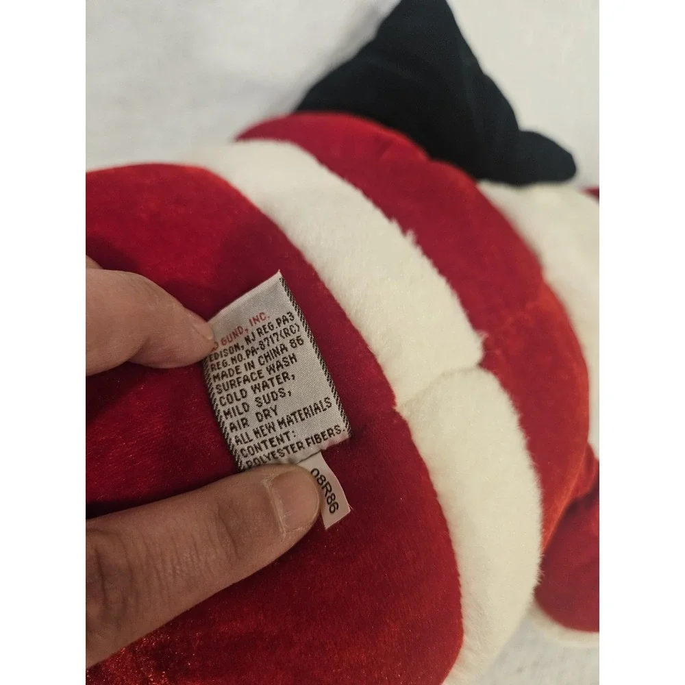 Gund 44463 Santa Claus Christmas Plush Happy Holidays Velvety Red Black